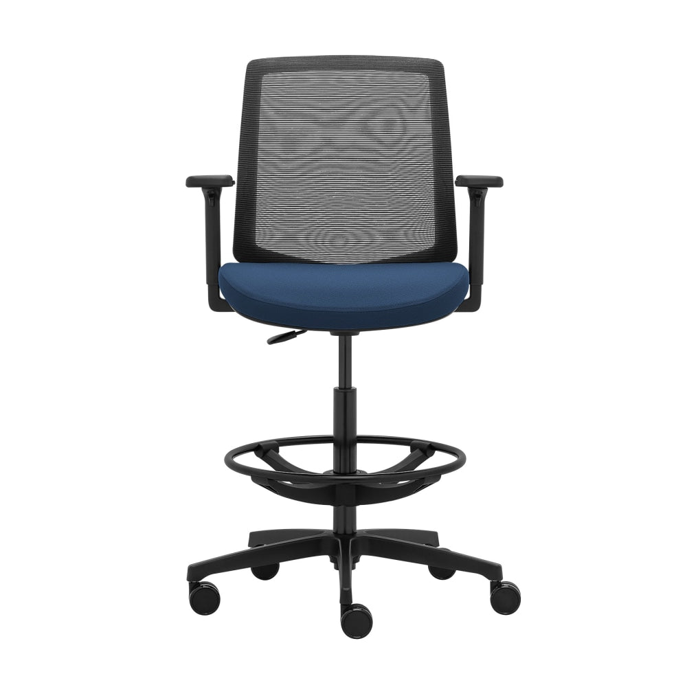 WorkPro Expanse Series Mesh/Fabric Mid-Back Height Adjustable Task Stool, Black/Blue