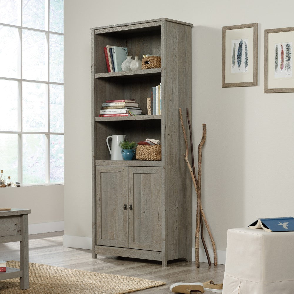 Sauder Cottage Road 72inH 5-Shelf Library With Doors, Mystic Oak