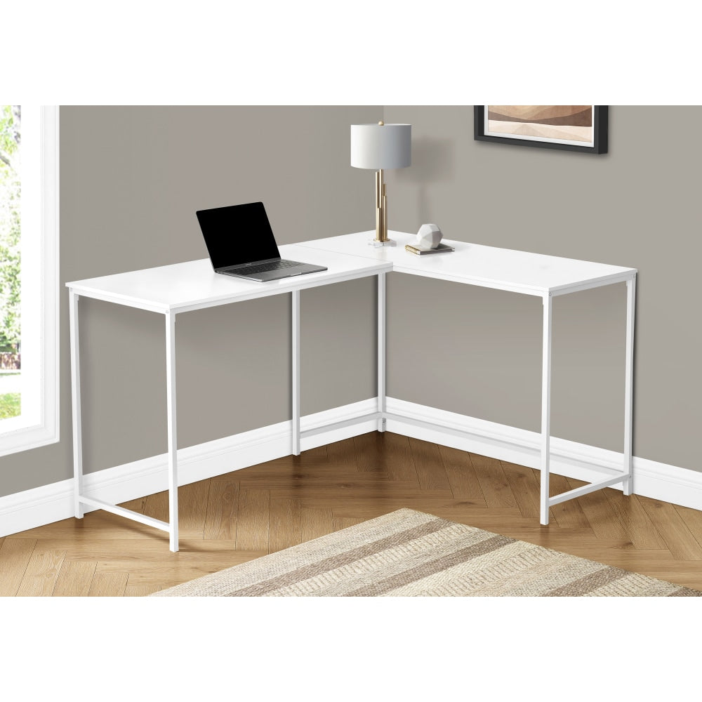 Monarch Specialties Barry 59inW L-Shaped Corner Desk, White