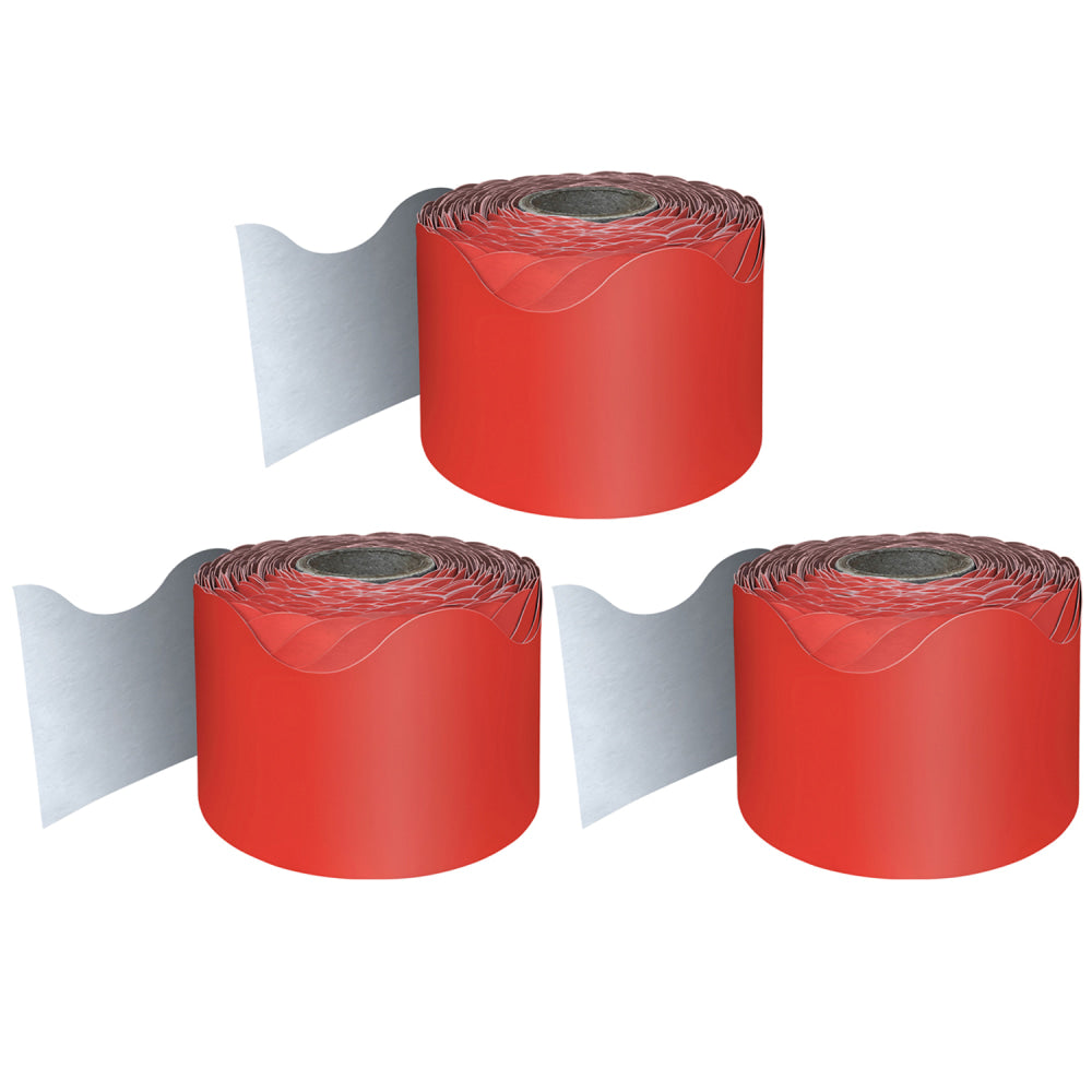 Carson Dellosa Education Rolled Scalloped Borders, Red, 65ft Per Roll, Pack Of 3 Rolls