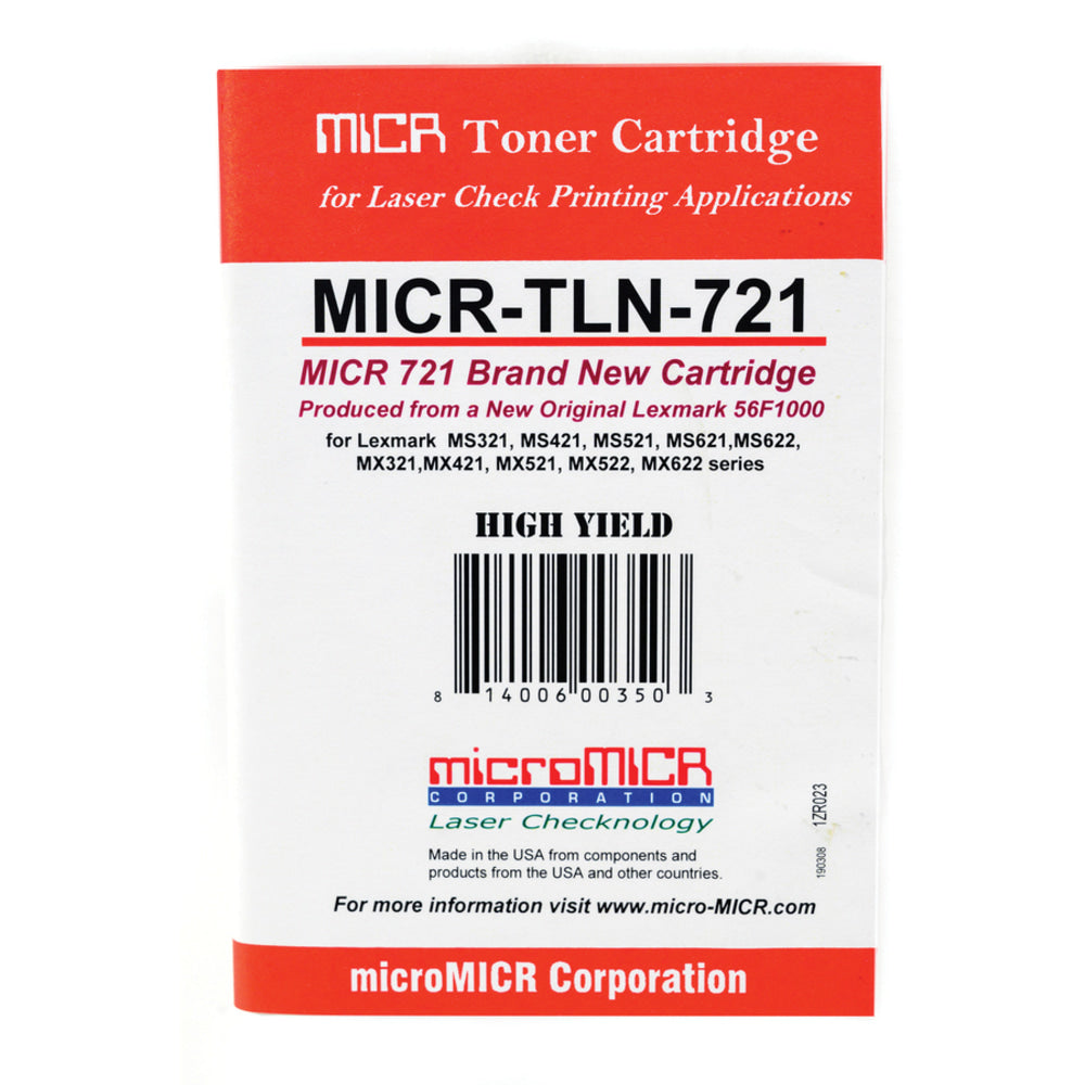 microMICR MICR Laser Toner Cartridge - Alternative for Lexmark 56F1000 - Black - 1 Each - 6000 Pages