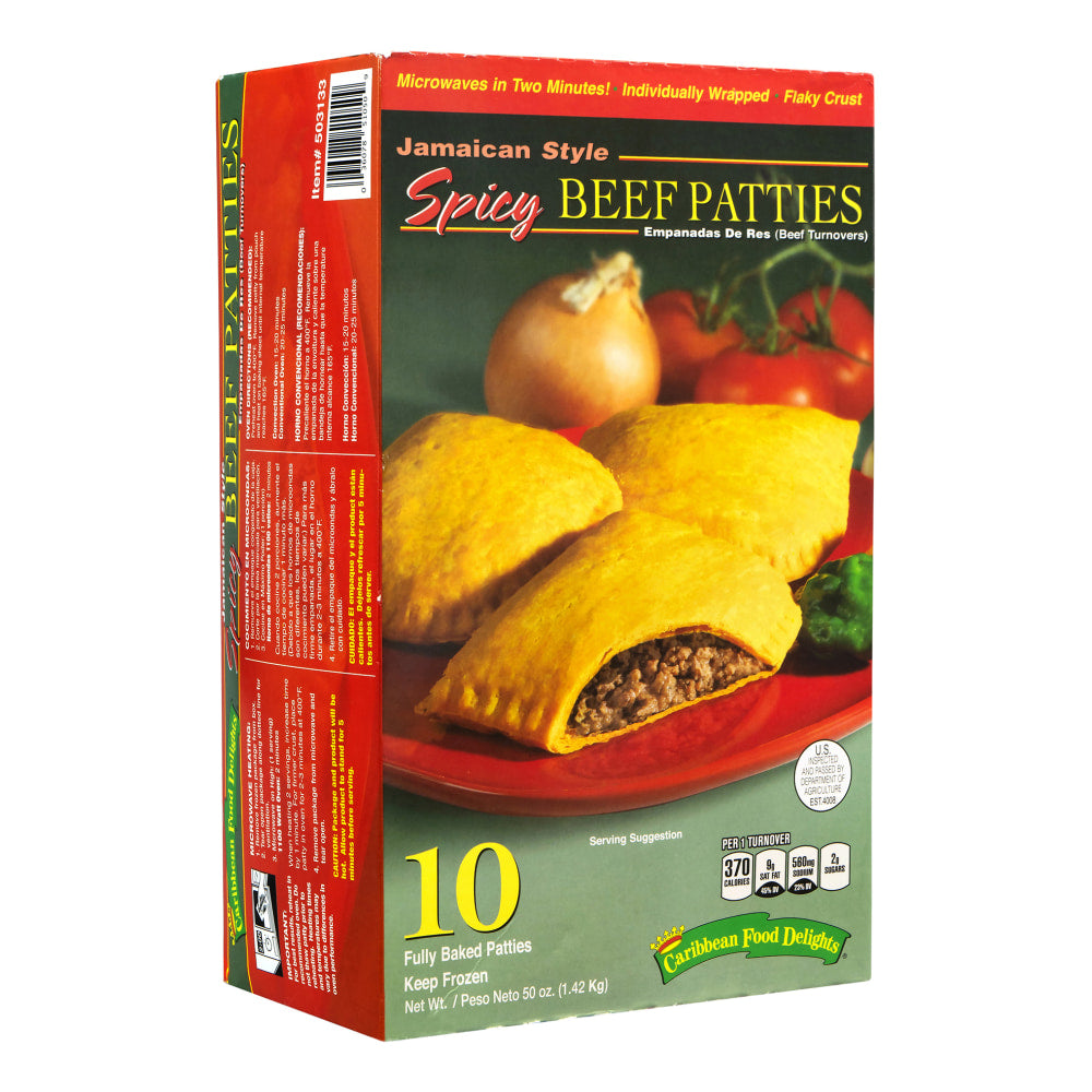 Caribbean Food Delights Jamaican-Style Spicy Beef Empanadas, Box Of 10 Empanadas