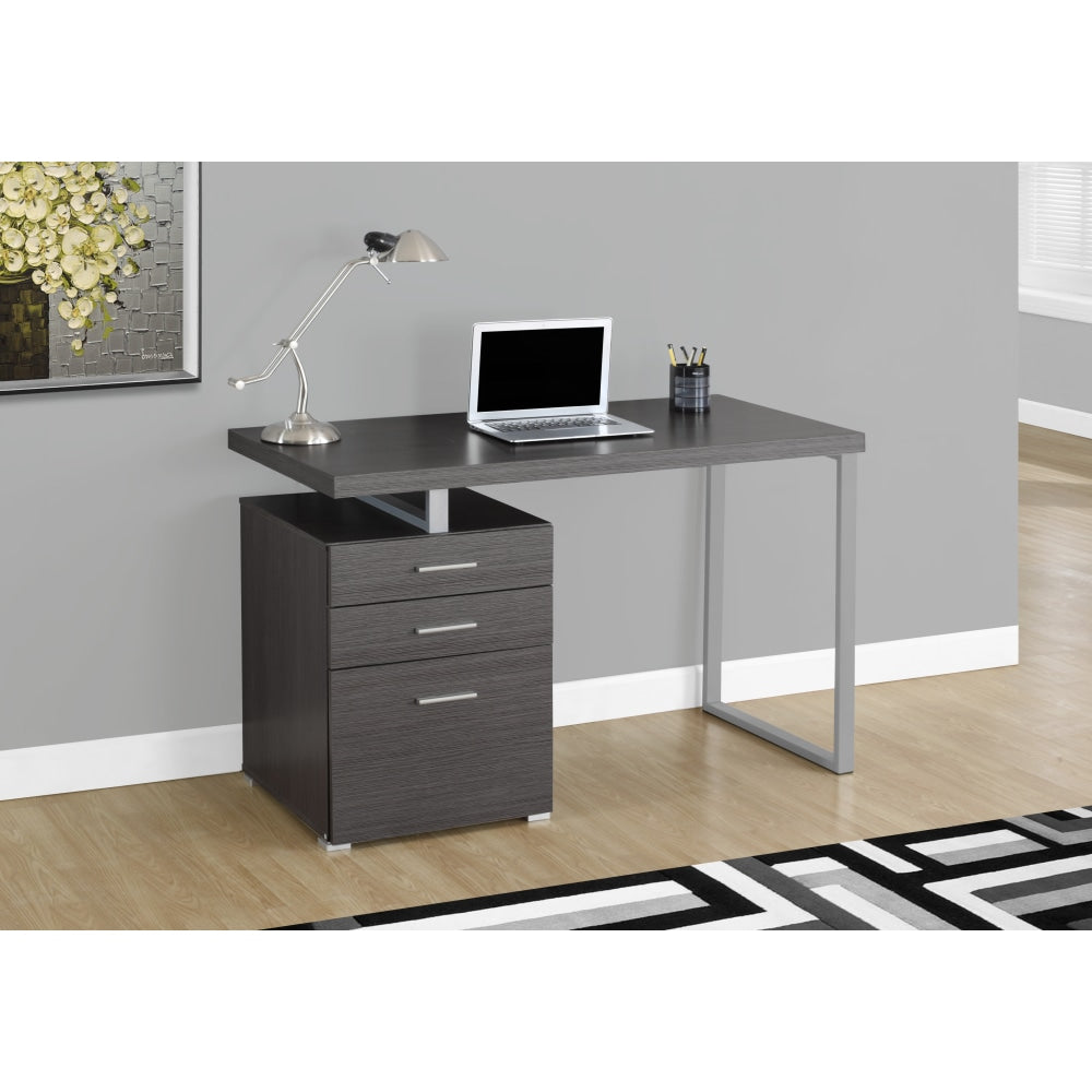 Monarch Specialties 48inW Computer Desk With Left/Right-Pedestal, Gray