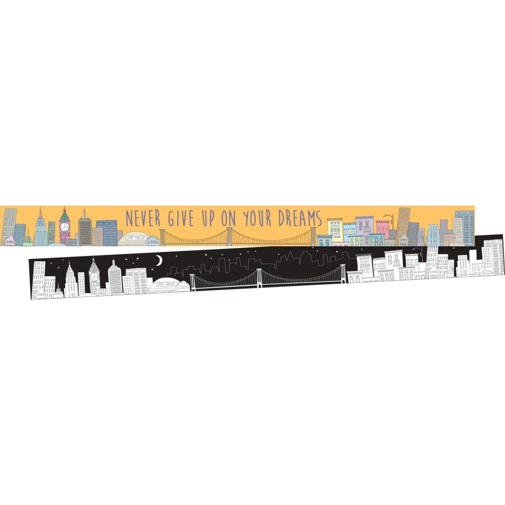 Barker Creek Double-Sided Straight-Edge Border Strips, 3in x 35in, City Skyline, Set Of 24 Strips