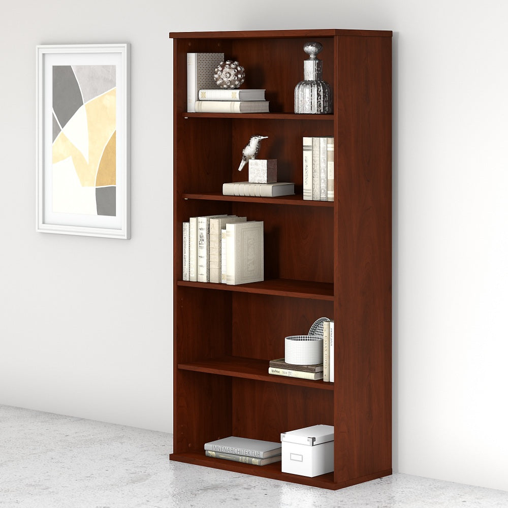 Bush Business Furniture Studio C 73inH 5-Shelf Bookcase, Hansen Cherry, Standard Delivery