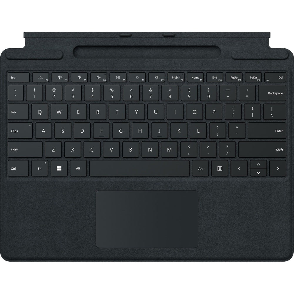 Microsoft Signature Keyboard/Cover Case for 13in Microsoft Surface Pro 8, Surface Pro X Tablet, Stylus - Black - Alcantara, Fabric Body - 0.2in Height x 11.4in Width x 8.9in Depth