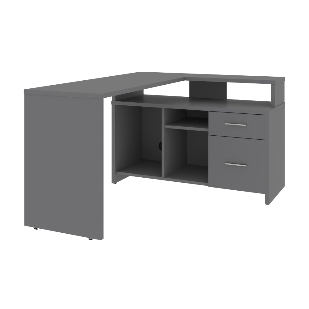 Bestar Equinox 57inW L-Shaped Corner Desk, Slate