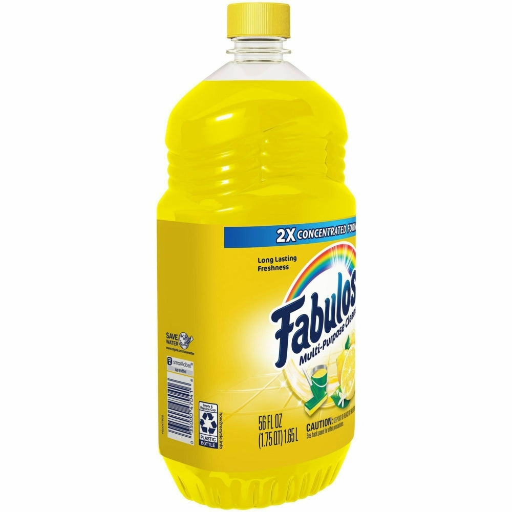 Fabuloso Multi-Purpose Cleaner - 56 fl oz (1.8 quart) - Lemon Scent - 1 Bottle - Rinse-free, Residue-free, Long Lasting - Yellow