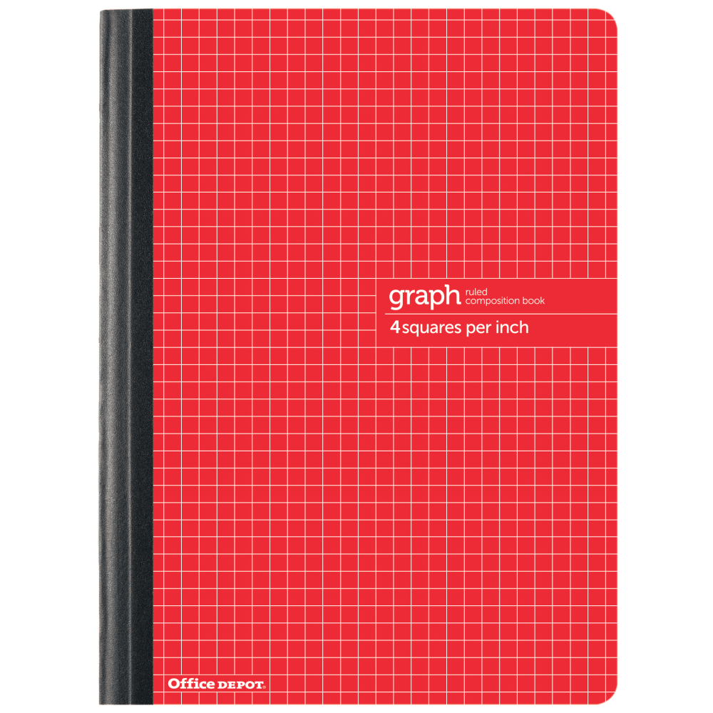 Office Depot Brand Composition Book, 7-1/4in x 9-3/4in, Quadrille Ruled, 80 Sheets, Red