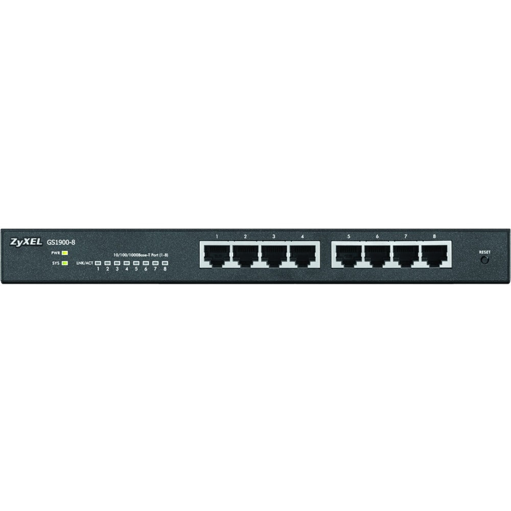 ZyXEL GS1900-8 Fanless 8 Port GbE L2 Web Managed Desktop Switch - 8 Ports - L2 Managed - 8 x RJ-45 - 10/100/1000Base-T - Desktop