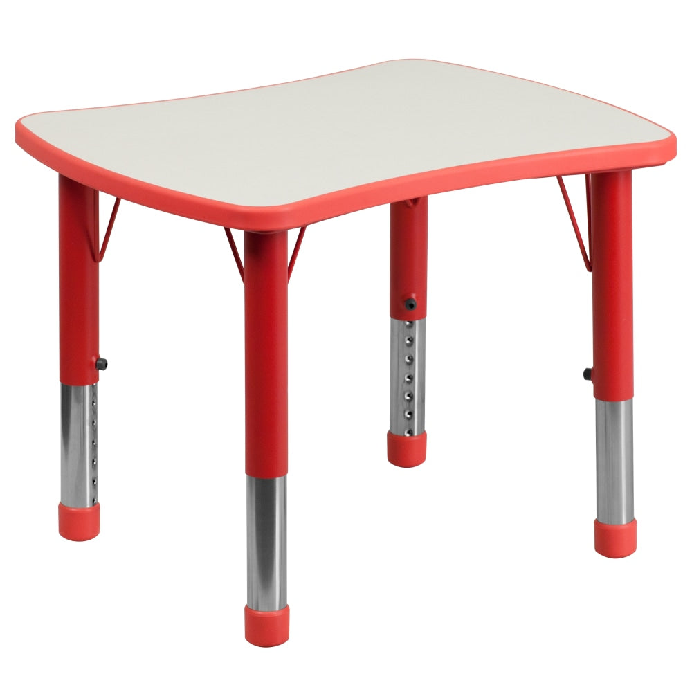 Flash Furniture 27inW Rectangular Plastic Height-Adjustable Activity Table, Red