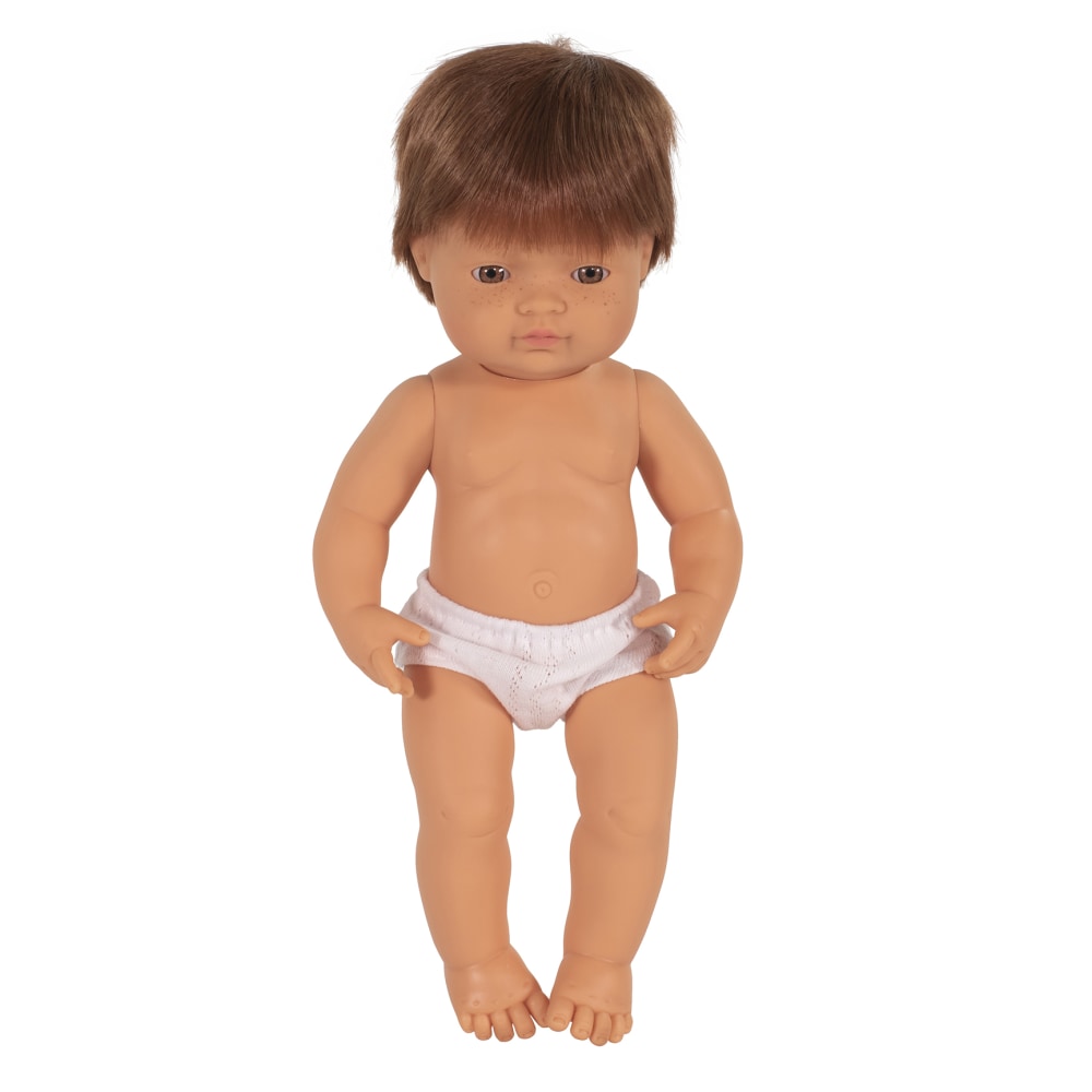 Miniland Educational Anatomically Correct 15in Baby Doll, Caucasian Boy, Red Hair