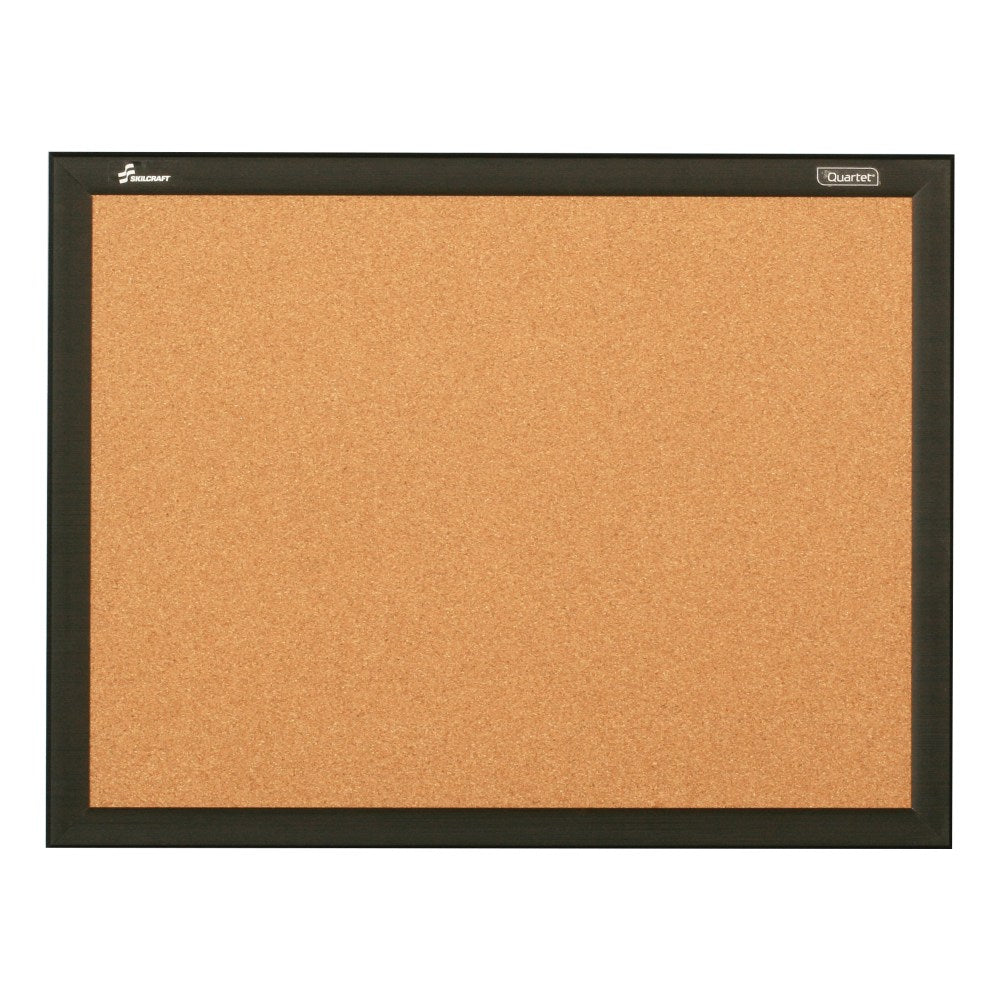 SKILCRAFT Cork Bulletin Board, 36in x 48in, Aluminum Frame With Black Finish (AbilityOne 7195 01 651 1285)