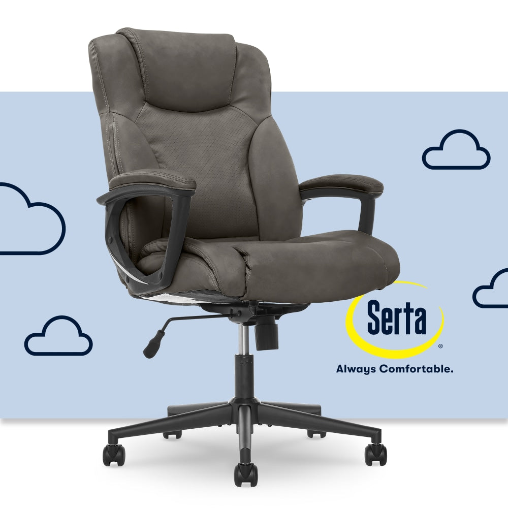 Serta Style Hannah II Bonded Leather High-Back Office Chair, Harvard Gray/Black