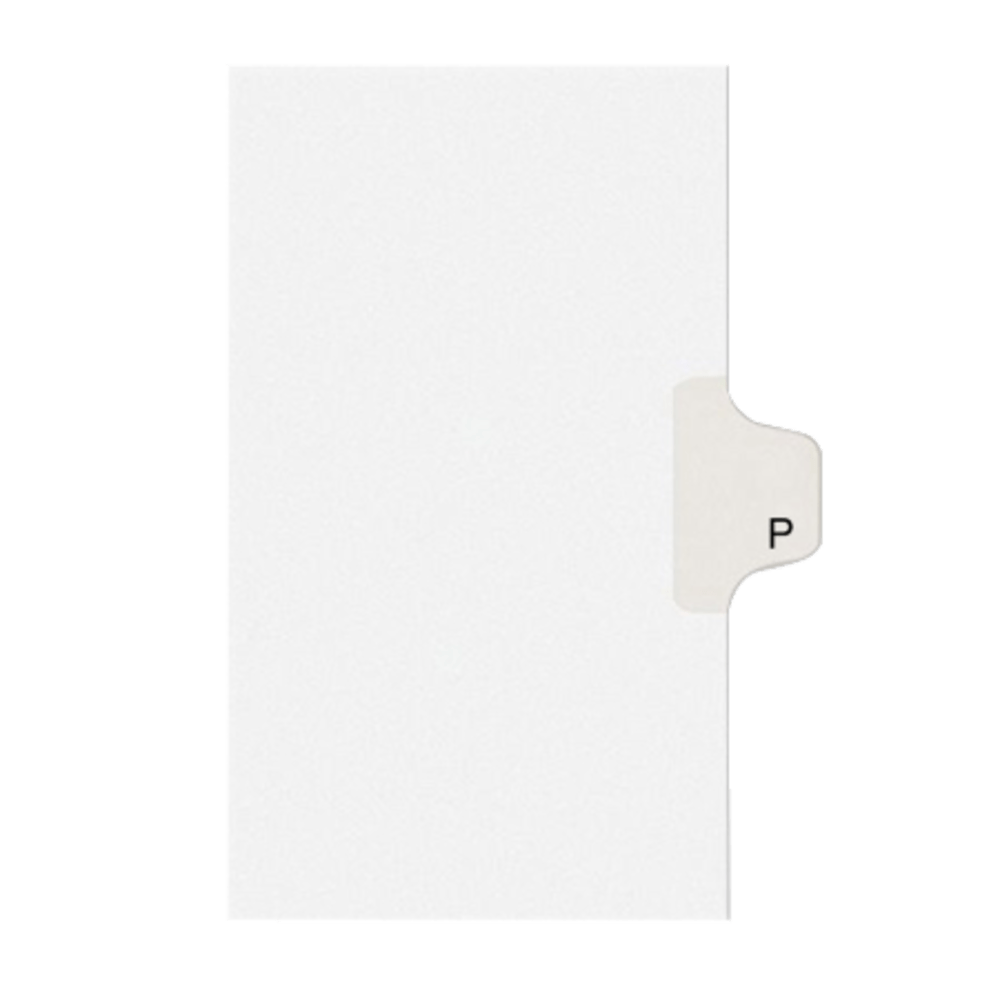 Avery Allstate-Style 30% Recycled Collated Legal Exhibit Dividers, 8 1/2in x 11in, White Dividers/White Tabs, P, Pack Of 25 Tabs