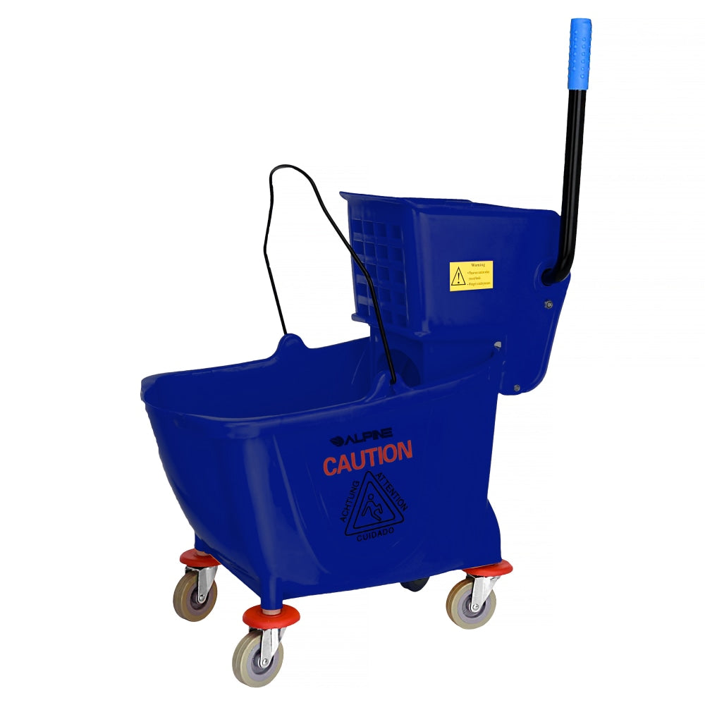 Alpine PVC Mop Bucket With Side Wringer, 36 Qt, 35inH x 15inW x 25inD, Blue