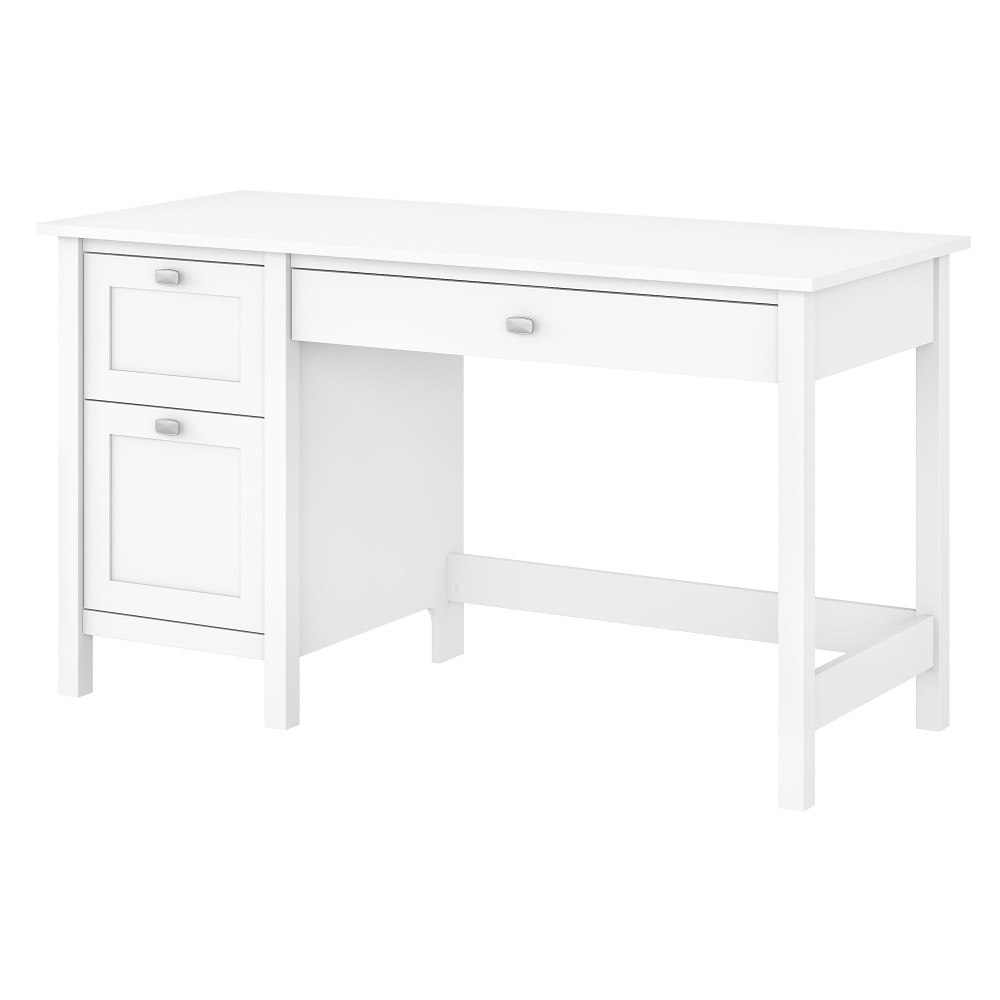 Bush Furniture Broadview 54inW Computer Desk With 2-Drawer Pedestal, Pure White, Standard Delivery