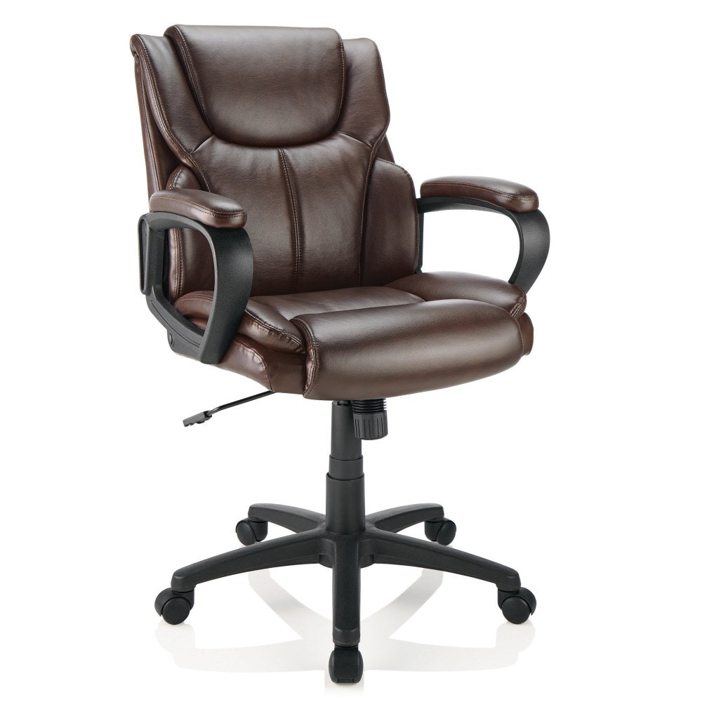 Realspace Mayhart Vinyl Mid-Back Chair, Brown/Black, BIFMA Compliant