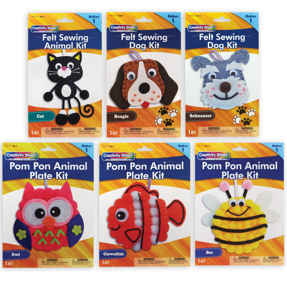 Creativity Street Felt Animal Craft Kits, Pack Of 6 Kits