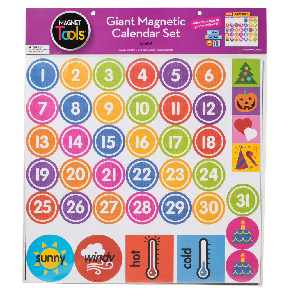 Dowling Magnets Magnet Tools Giant Magnetic Calendar 94-Piece Set