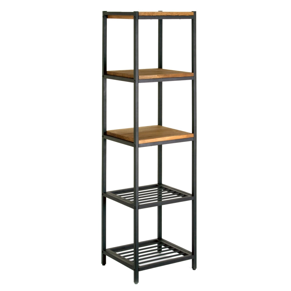 Glamour Home Ailis 58inH 4-Shelf Etagere Bookcase, Brown