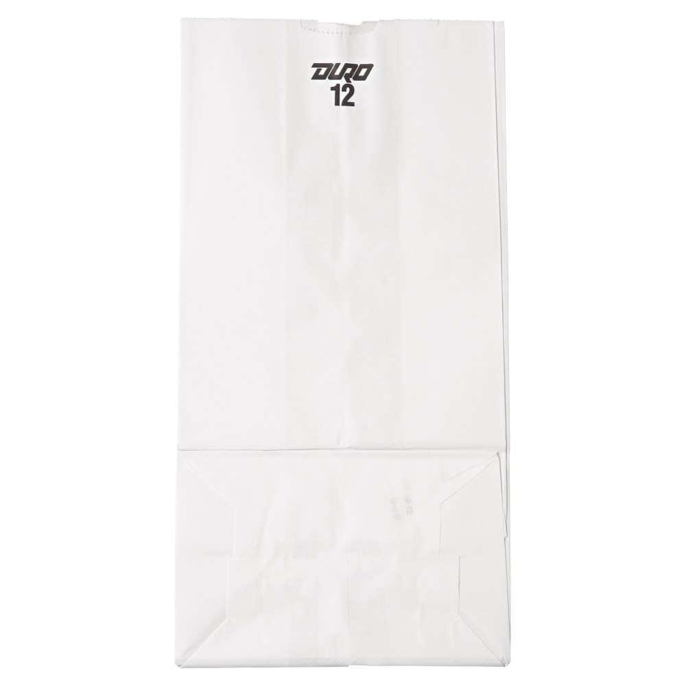 General Paper Grocery Bags, #12, 13 3/4inH x 7 1/16inW x 4 1/2inD, White, Pack Of 500 Bags