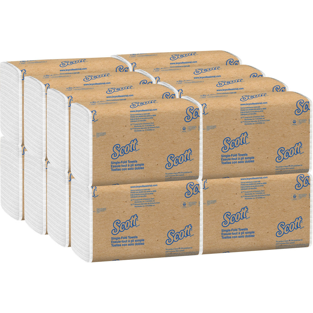 Scott Single-Fold Towels - Single Fold - 9.30in x 10.50in - White - 4000 / Carton