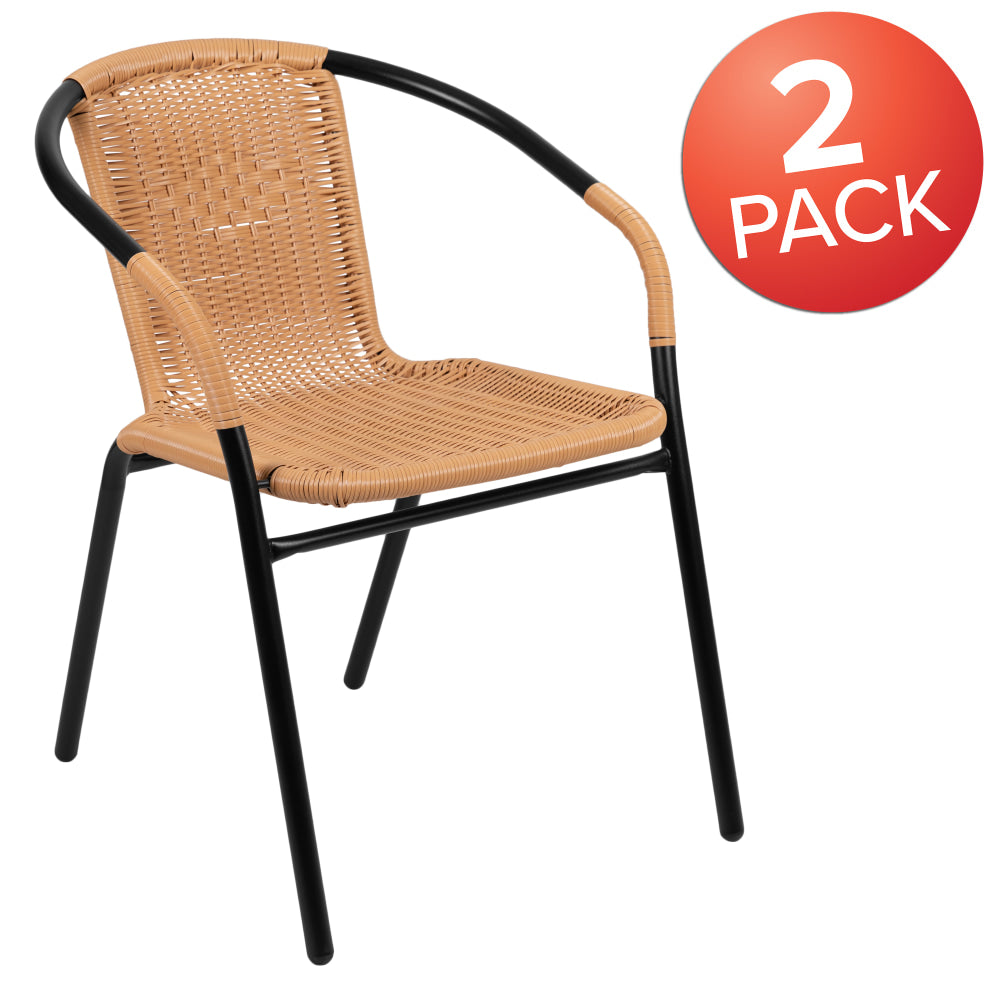 Flash Furniture Lila Restaurant Stack Chairs, Beige/Black, Pack Of 2 Chairs