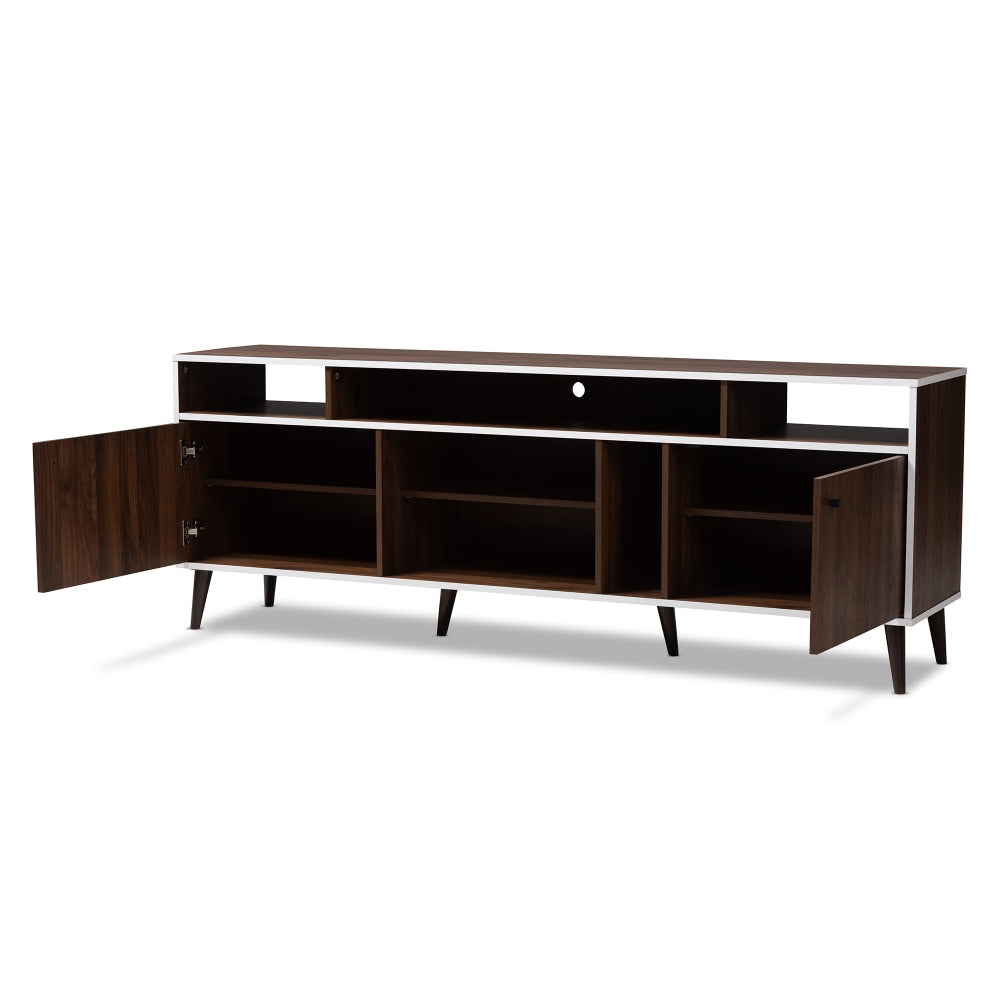 Baxton Studio 10-Shelf Entertainment Center, Walnut Brown/White