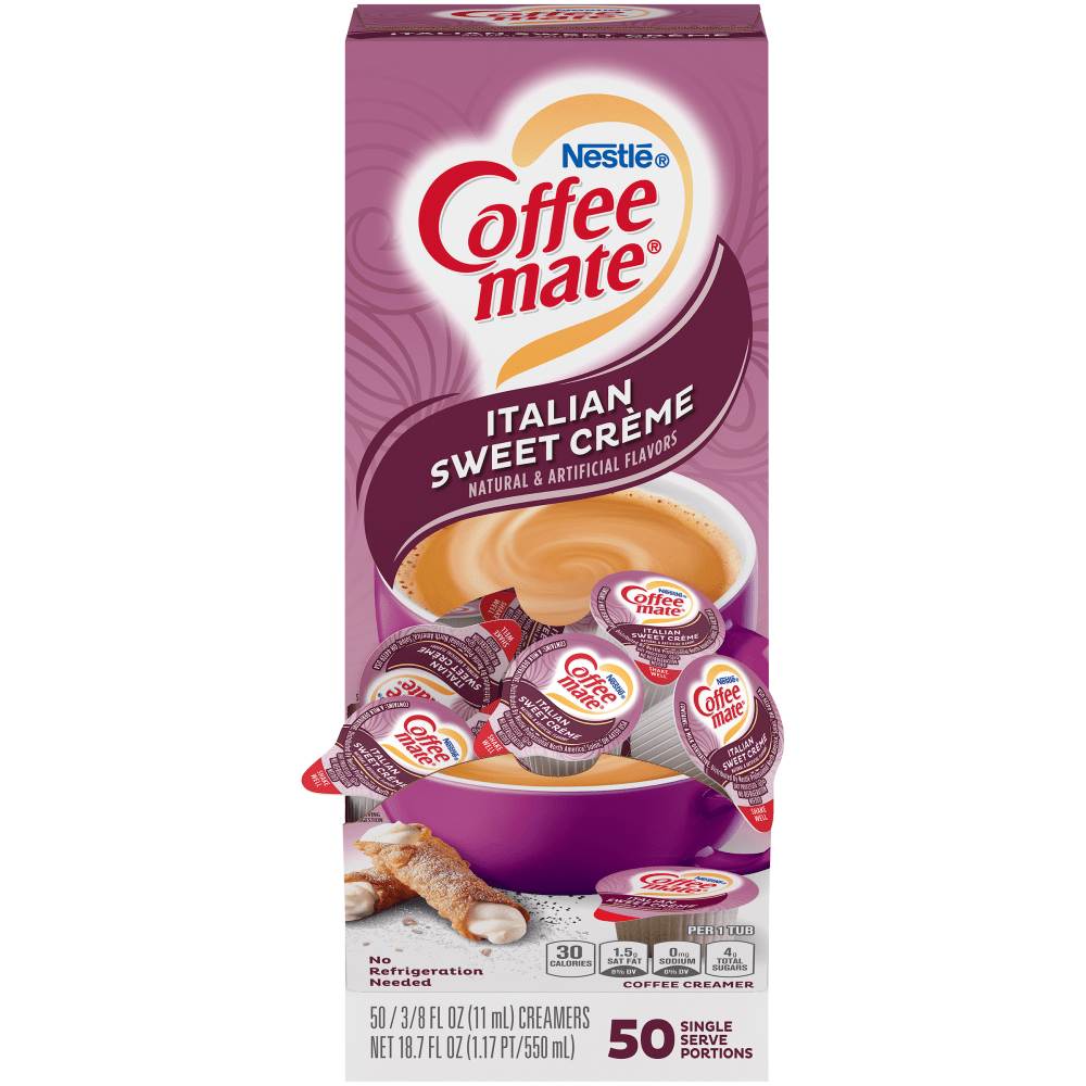 Nestle Coffee-mate Liquid Creamer, Italian Sweet Creme Flavor, 0.375 Oz Single Serve x 50