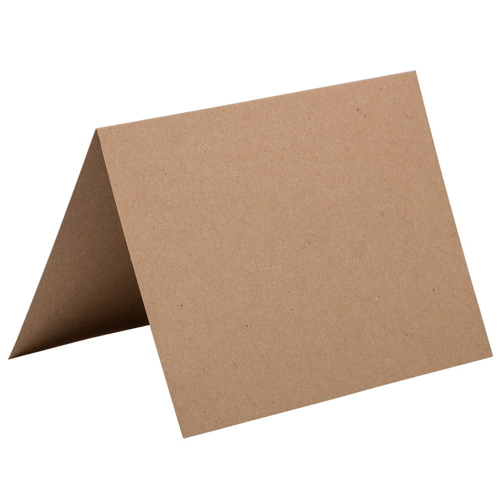 JAM Paper Fold-Over Cards, 4 3/8in x 5 7/16in, 100% Recycled, Brown, Pack Of 25