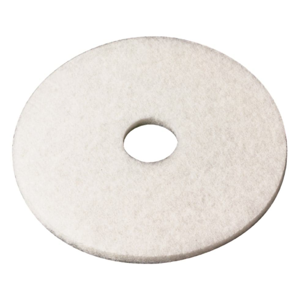 3M 4100 Super Polishing Floor Pads, 18in Diameter, White, Pack Of 5 Pads