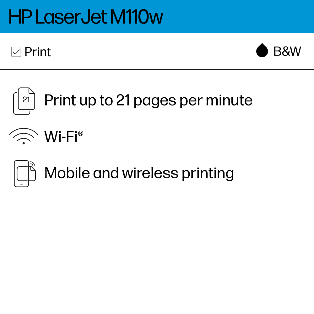 HP LaserJet M110w Wireless Laser Monochrome Printer (7MD66F)