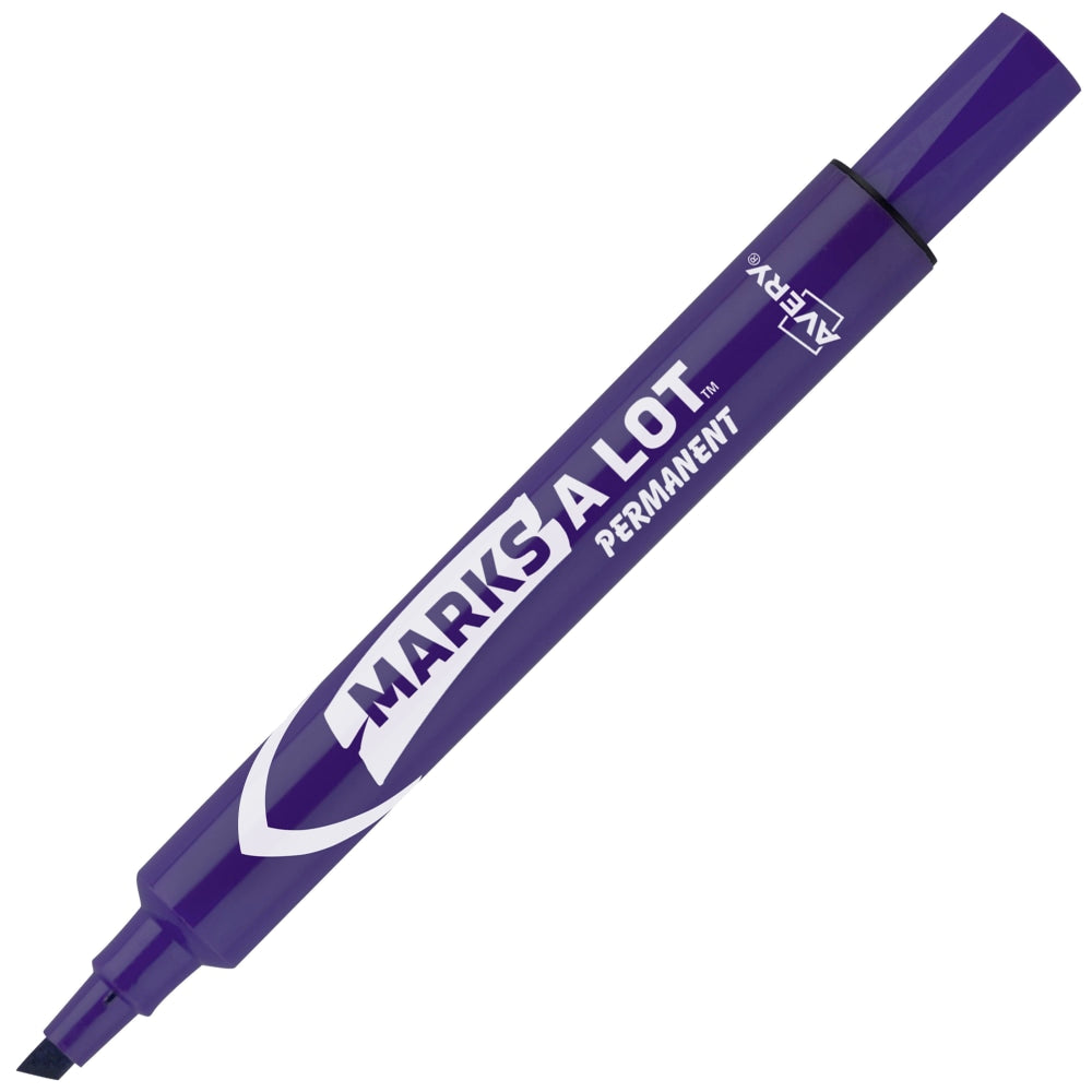 Avery Marks-A-Lot Permanent Markers, Chisel Tip, Purple, Pack Of 12 Markers