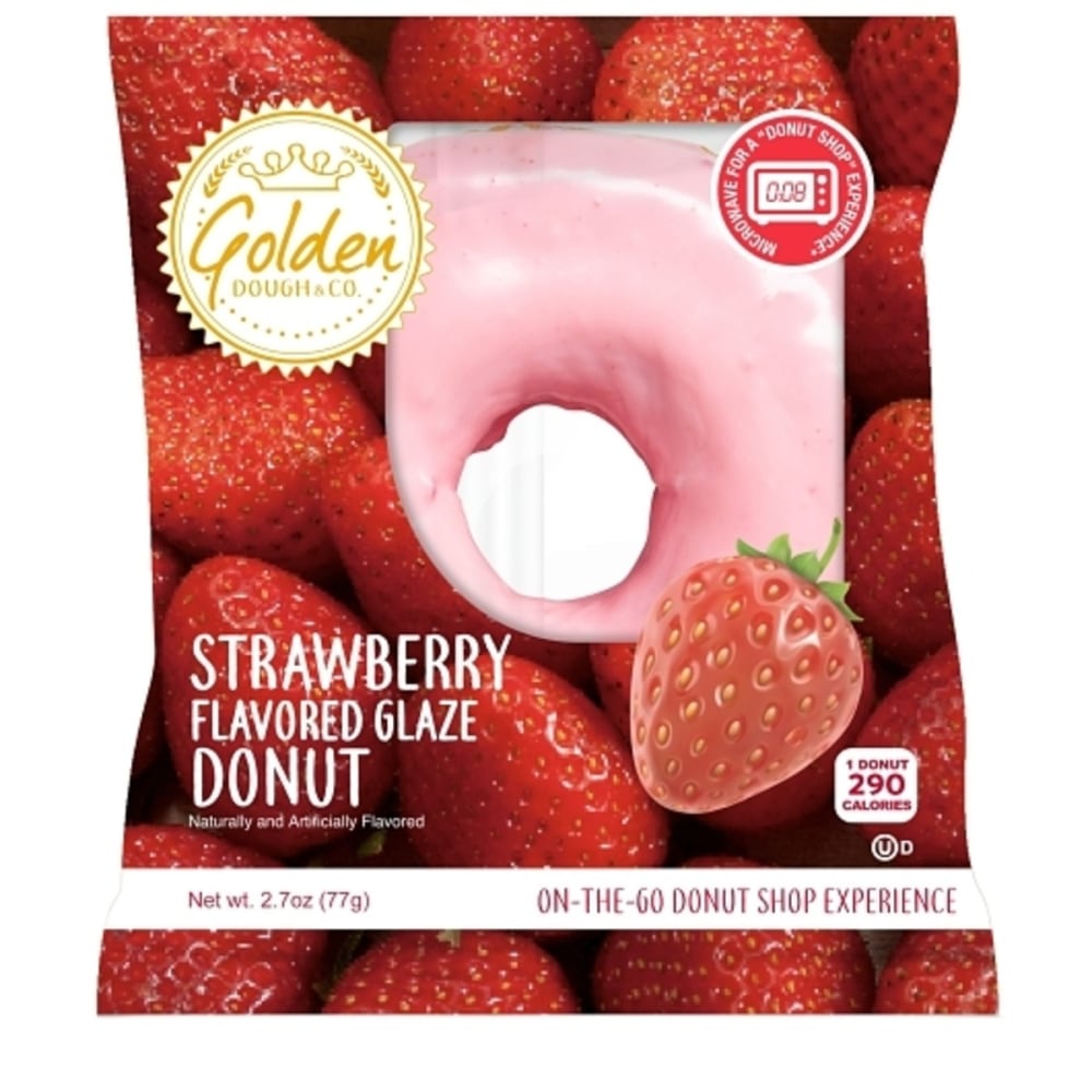 Golden Dough & Co. Strawberry Glazed Donuts, 2.7 Oz, Box Of 7 Donuts