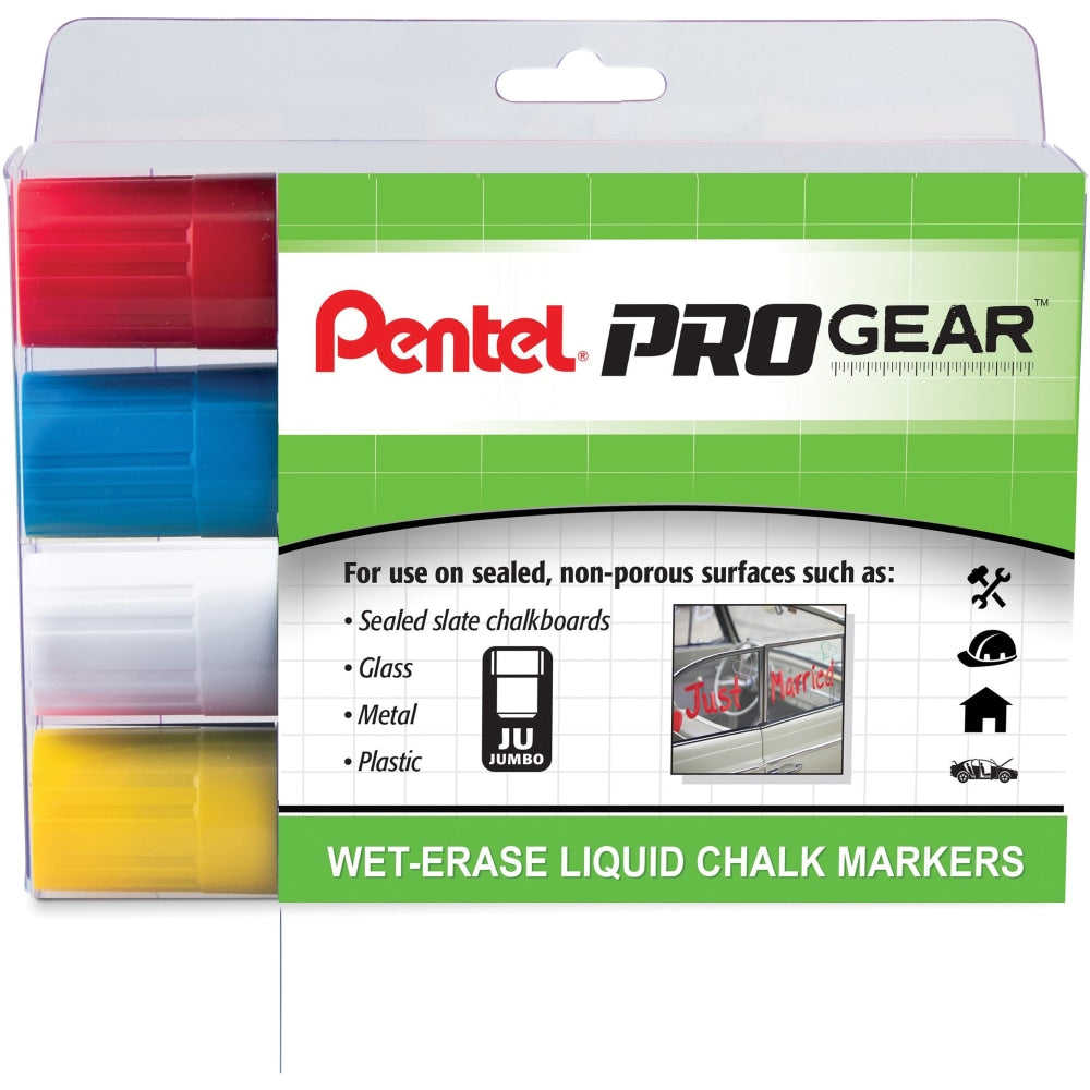 Pentel PROGear Wet-Erase Liquid Chalk Marker - Jumbo Marker Point - Chisel Marker Point StyleChalk-based Ink - 4 / Pack