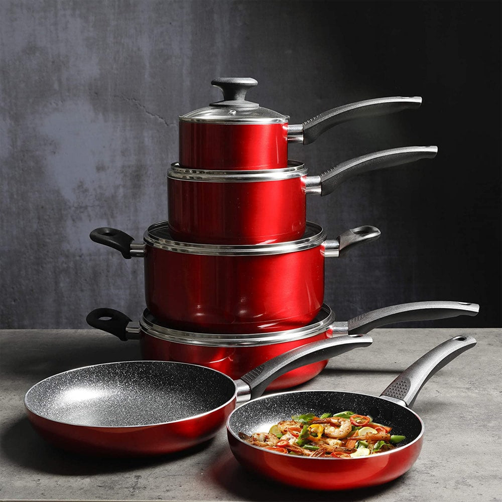 Oster Cookware Set, Merrion 10-Piece, Red