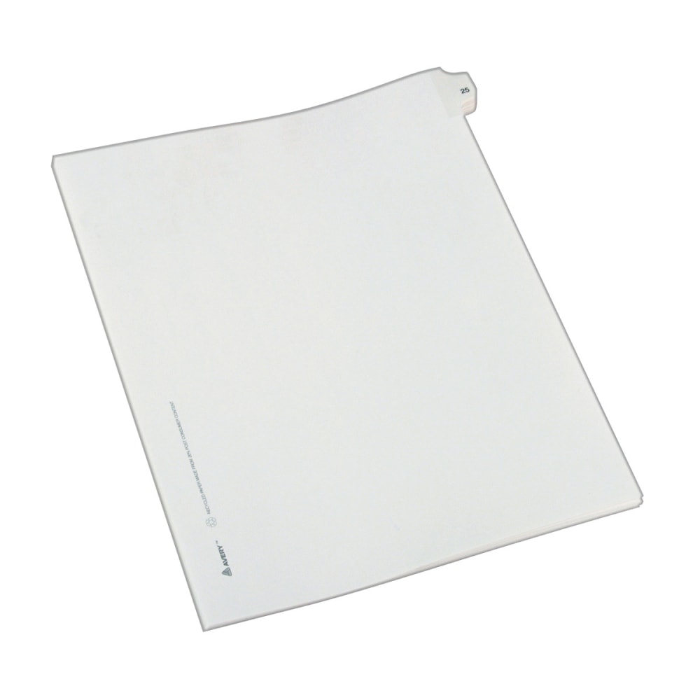 Avery Allstate-Style Collated Legal Exhibit Dividers, 8 1/2in x 11in, White Dividers/White Tabs, 25, Pack Of 25 Tabs