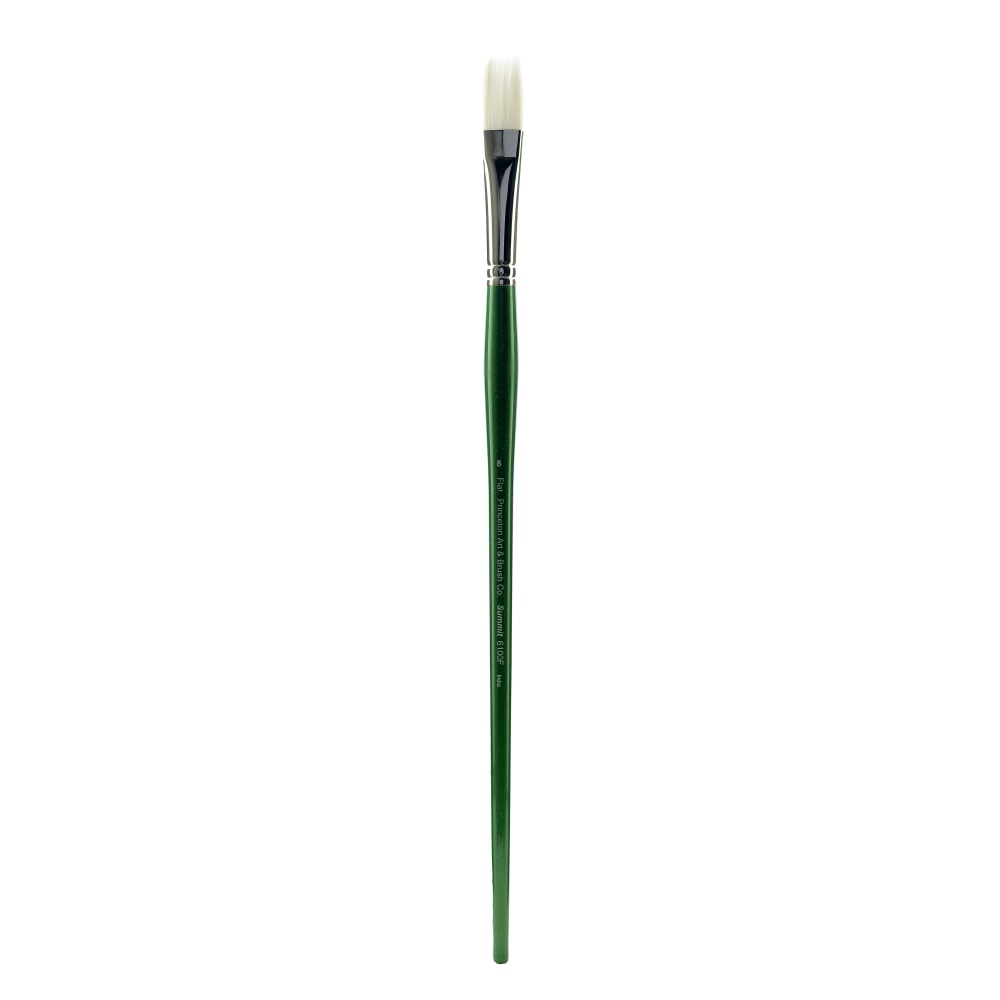 Princeton Synthetic Bristle Oil And Acrylic Paint Brush 6100, Size 8, Flat Bristle, Synthteic, Green