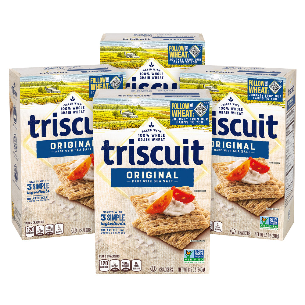 Triscuit Crackers, Original With Sea Salt, Pack Of 4 Boxes