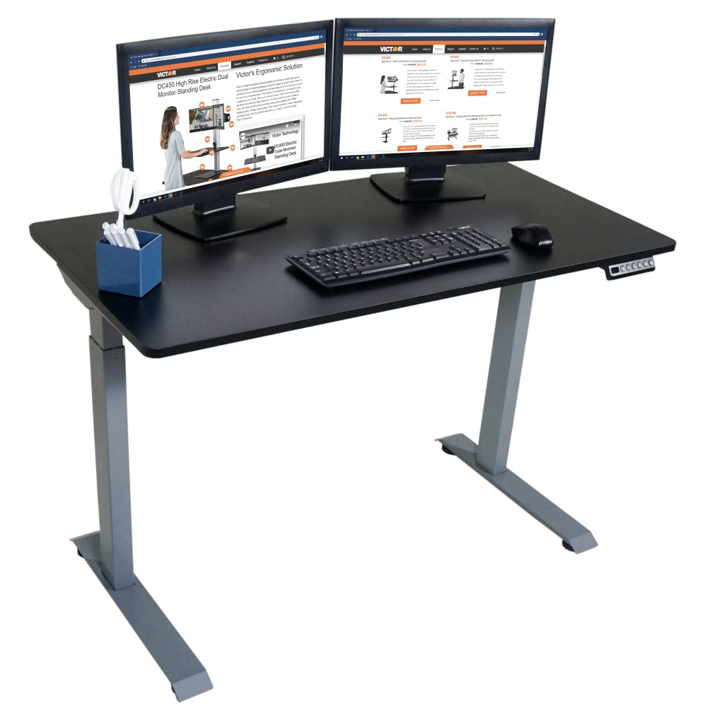 Victor Electric 48inW Standing Desk, Black/Light Gray