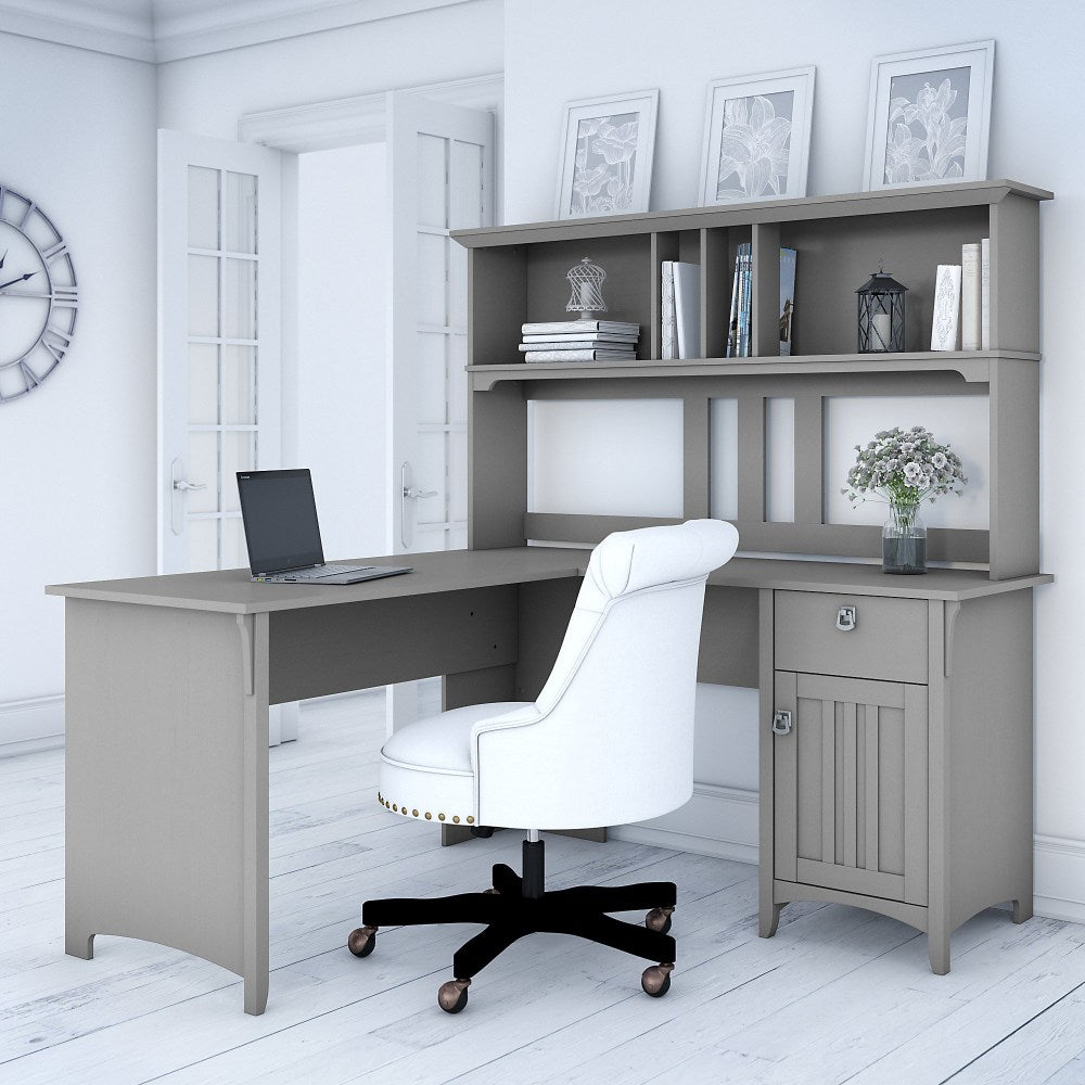 Bush Furniture Salinas 60inW L Shaped Desk with Hutch, Cape Cod Gray, Standard Delivery