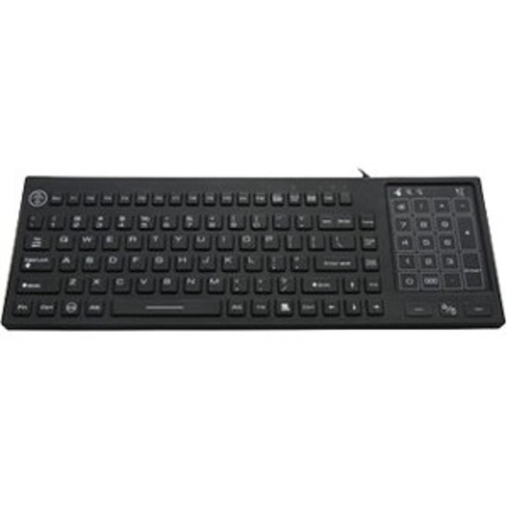 DSI WATERPROOF IP68 KEYBOARD WITH TRACK PAD/NUMBER PAD LED BACKLIT - Cable Connectivity - USB Interface - 88 Key - TouchPad - Windows - Black