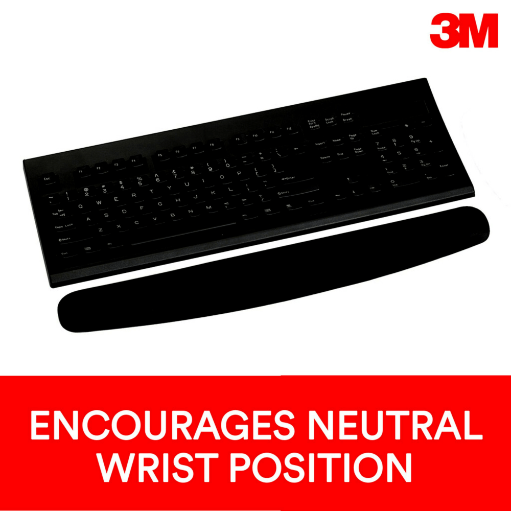 3M Foam Keyboard Wrist Rest With Antimicrobial Protection, Black, MMMWR209MB