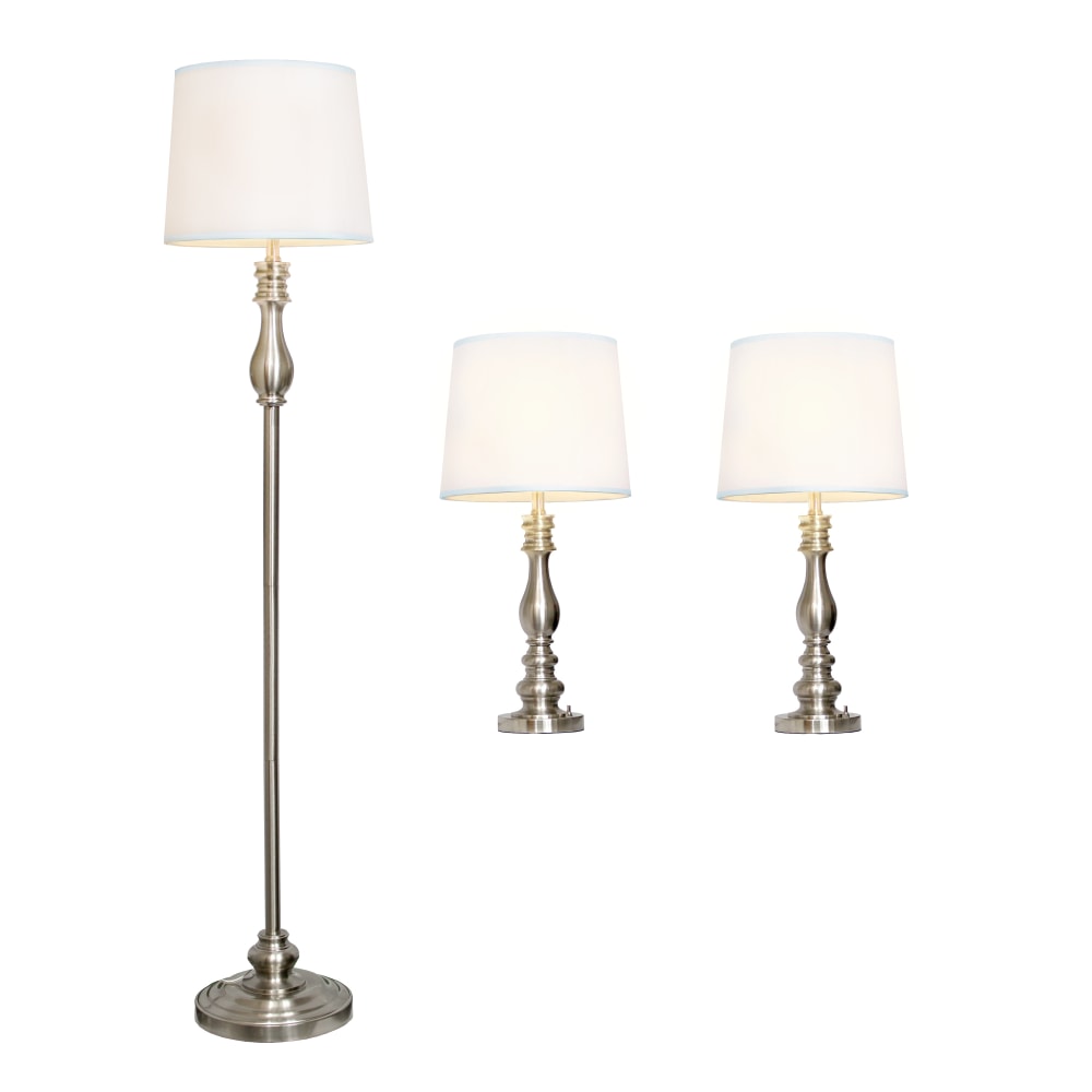 Elegant Designs Three Pack Lamp Set, 60inH, Brushed Steel