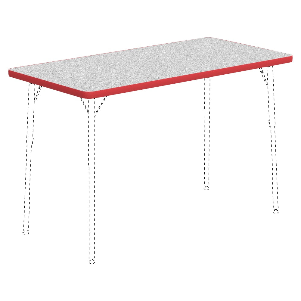 Lorell Classroom Rectangular Activity Table Top, 48inW x 24inD, Gray Nebula/Red