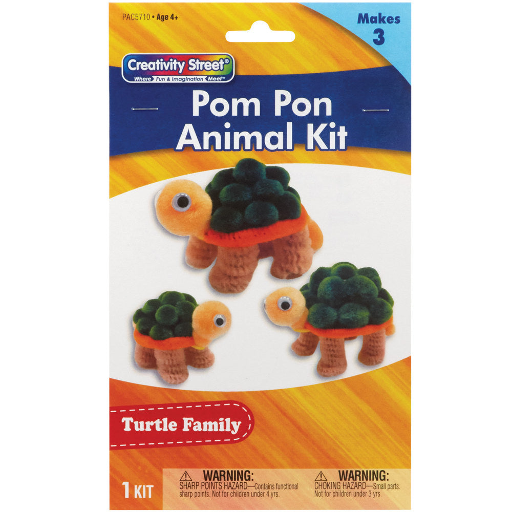 Creativity Street Pom Pom Animal Kits, Turtle Family, 3 Animals Per Kit, Set Of 6 Kits