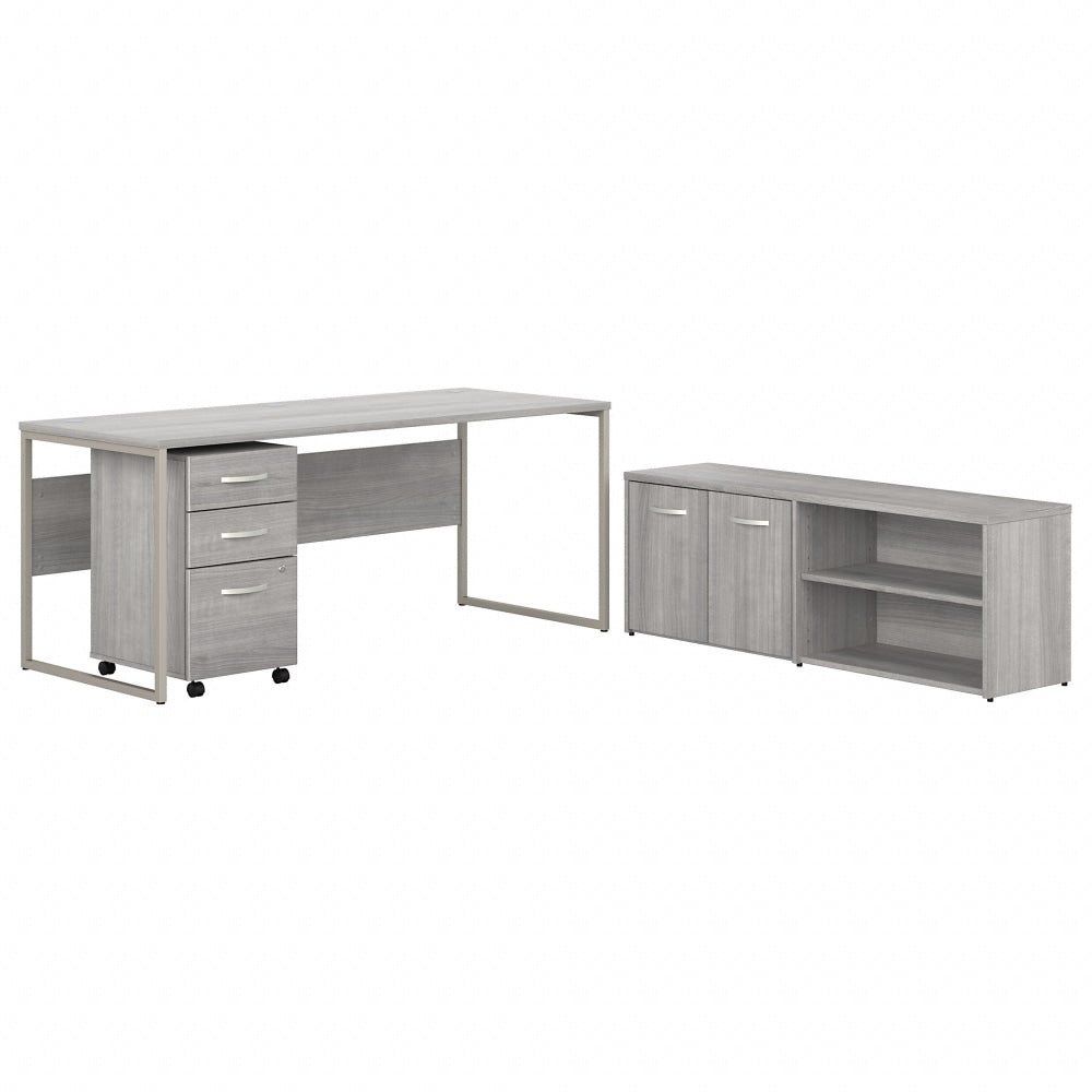 Bush Business Furniture Hybrid 72inW x 30inD Computer Table Desk With Storage And Mobile File Cabinet, Platinum Gray, Standard Delivery