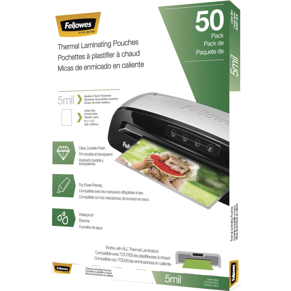 Fellowes Thermal Laminating Pouches, 8-1/2in x 11in, Pack Of 50