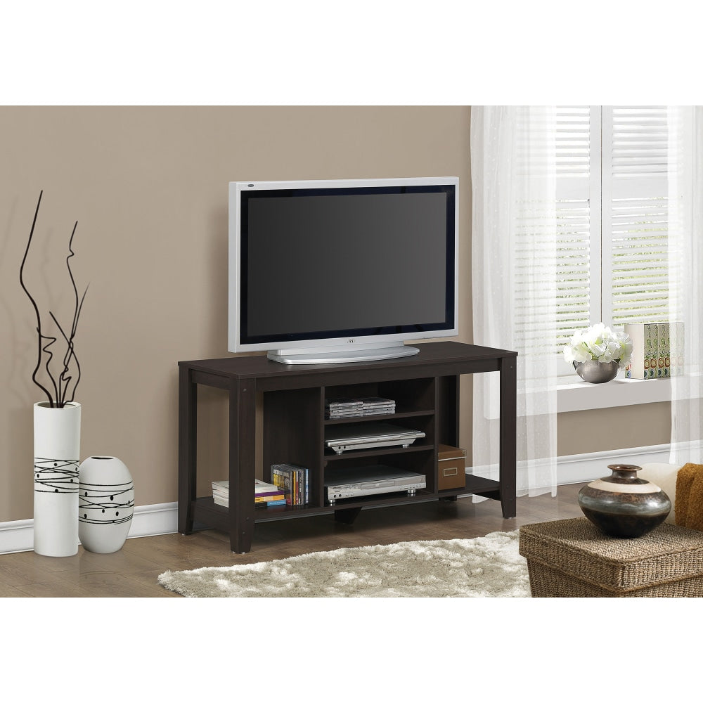 Monarch Specialties Ezra TV Stand, 24-1/4inH x 47-3/4inW x 17-1/4inD, Cappuccino